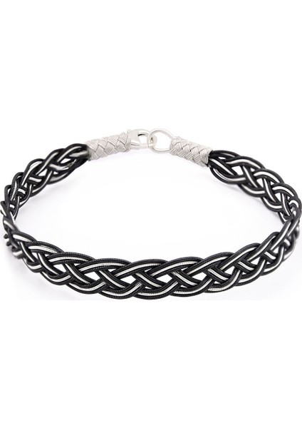 El İşçiliği Siyah-Beyaz 1000 Ayar Gümüş Kazaz Bileklik modelleri