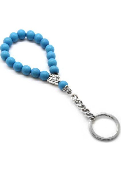 Firuze Doğaltaş-Krom Çelik Kombinli Tesbih Anahtarlık