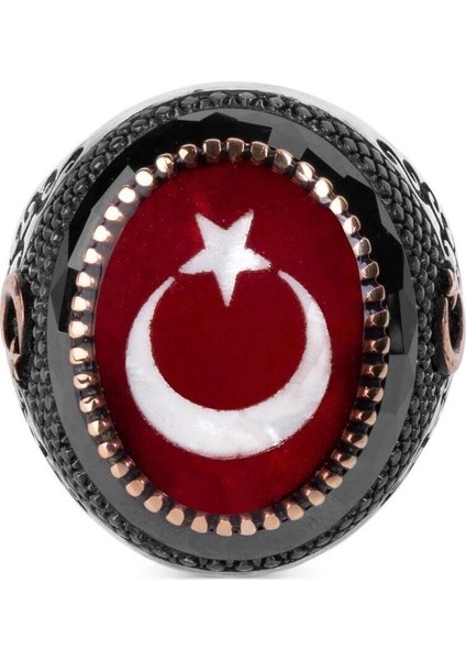 Millet Model Ayyıldız Mineli Gümüş Erkek Yüzük fiyatları