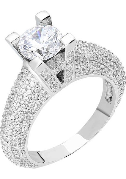 Starlight Diamond Pırlanta Montür Avangarde 925 Ayar Gümüş Kadın Tektaş Yüzük