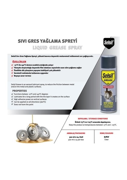 Sıvı Gres Sprey 1 Adet 500 ml Zincir Yağlama Spreyi - Selsil