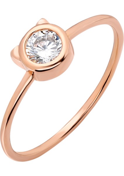 Kurdela Tasarım Rose 925 Ayar Gümüş Kadın Tektaş Yüzük modelleri