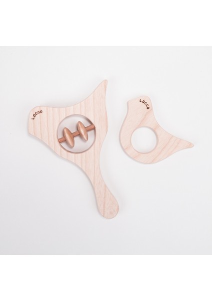 Ahşap Kuş Dişlik Seti Naturel