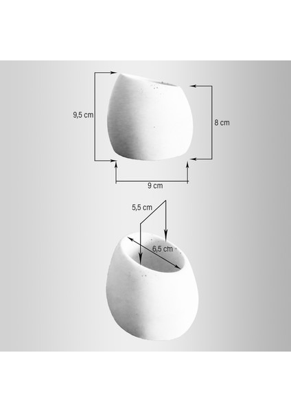 Eliptik Beton Diş Fırçalık Kırık Beyaz