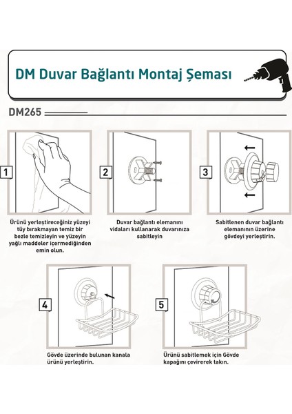 Teknotel Delme Vida Matkap Yok! Vakumlu Sabunluk Mat Siyah DM265