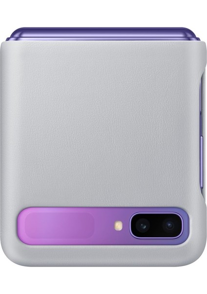 Galaxy Z Flip Deri Kılıf - Gümüş Gri - EF-VF700LSEGWW