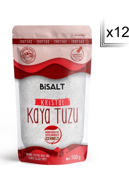 Bisalt Kristal Kaya Tuzu Sofrada Öğütme 500 gr (X12)