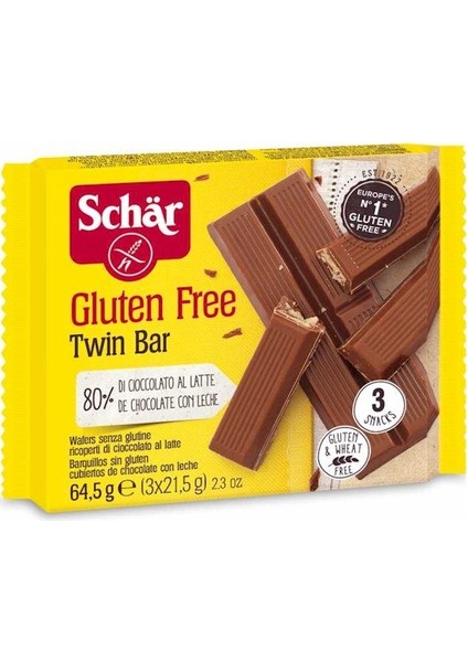 Glutensiz Çikolatalı Twin Bar 64.5 gr