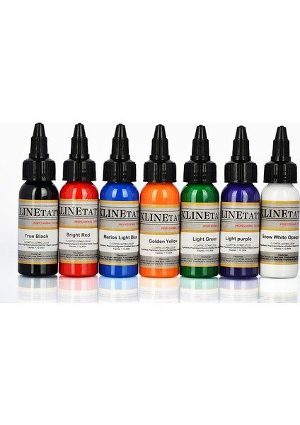 7 Adet 30 ml Xlinetattoo Dövme Boyası Seti - 7 x 1oz Dövme Mürekkebi +