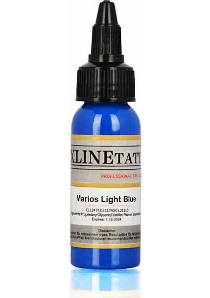 1 Oz Xlinetattoo Marios Light Blue Dövme Boyası - 30 ml Açık Mavi Dövme Mürekkebi