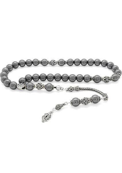 925 Ayar Gümüş Püsküllü Terahertz Doğaltaş Tesbih