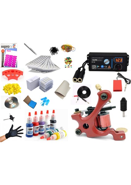 XL-499 Redkey Dijital Adaptörülü Tattoo Dövme Makinası Seti Profesyonel