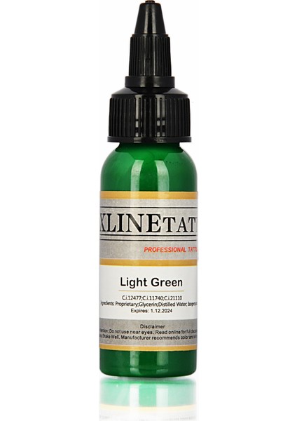 1 Oz Xlinetattoo Light Green Dövme Boyası - 30 ml Yeşil Dövme Mürekkebi
