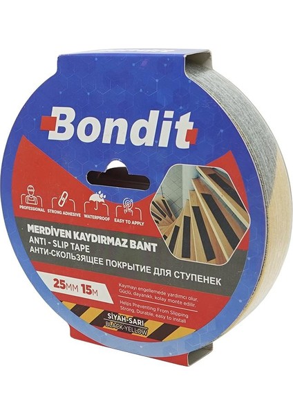 Merdiven Kaydırmaz Bant Siyah-Sarı 25 mm x 15 mt fiyatları