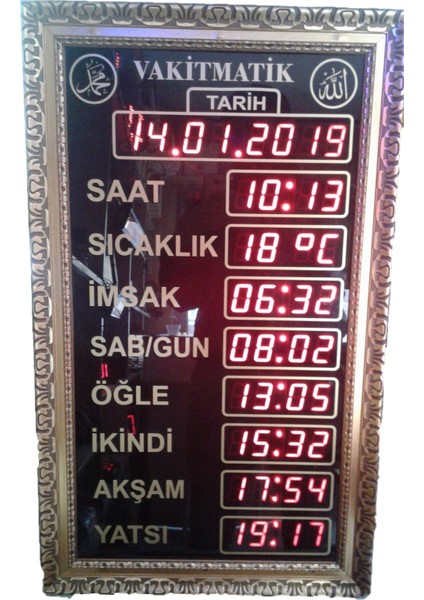 Cami Namaz Vakitmatik Kasa Ölçüsü: 43X75 cm