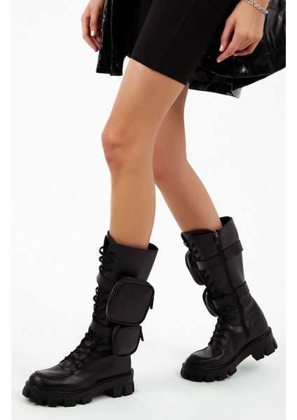 Kadın Yan Tarafından Gerçek Çantalı Fermuarlı Çizme Es000224Scc modelleri