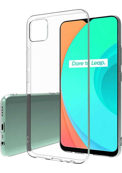 Realme C11 Kılıf Lüx Silikon Kılıf Şeffaf + Cam Ekran Koruyucu modelleri