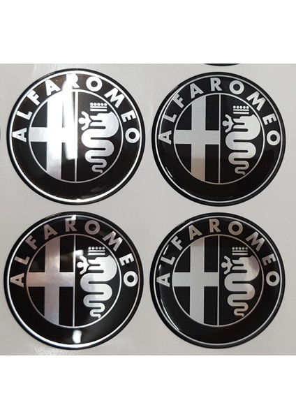Jant Göbeği Arma Alfa Romeo Plasto Damla 60 mm 4'lü Set Siyah