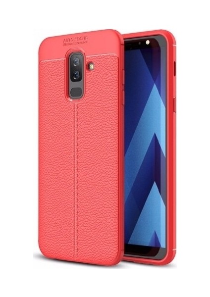 Samsung Galaxy A6+ Plus Deri Görünümlü Lux Niss Silikon Kılıf