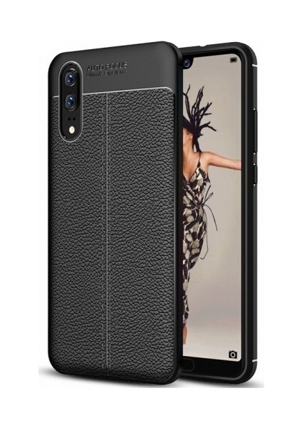 Huawei P20 Deri Görünümlü Lux Niss Silikon Kılıf