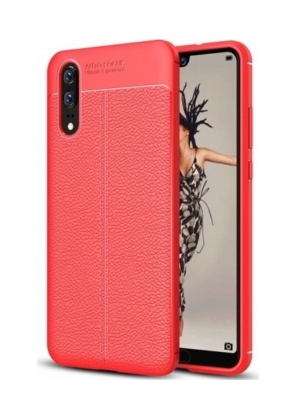 Huawei P20 Deri Görünümlü Lux Niss Silikon Kılıf