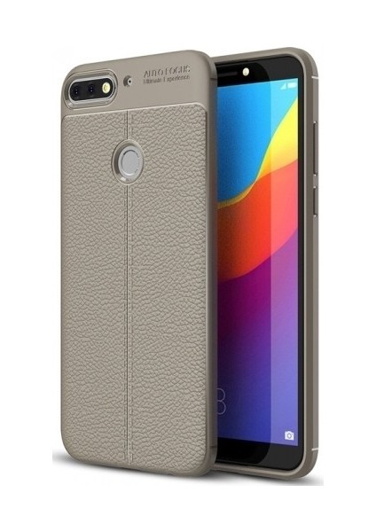 Huawei Y7 2018 Deri Görünümlü Lux Niss Silikon Kılıf