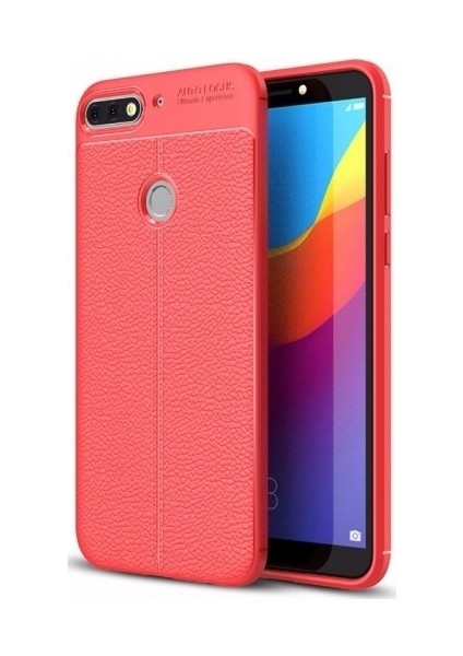 Huawei Y7 2018 Deri Görünümlü Lux Niss Silikon Kılıf