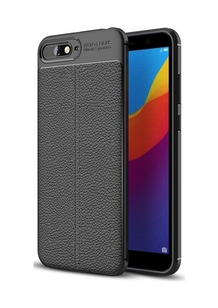 Huawei Y6 2018 Deri Görünümlü Lux Niss Silikon Kılıf