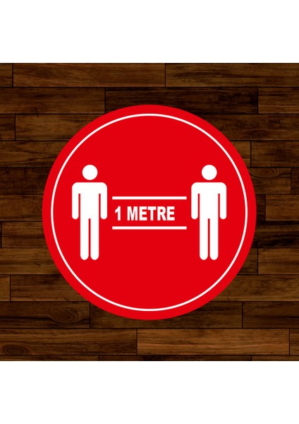 Lütfen Sağlığınız İçin Sosyal Mesafeyi Koruyalım 1 m Mesafe İzi Sticker 25 x 25 cm 3'lü SYL05