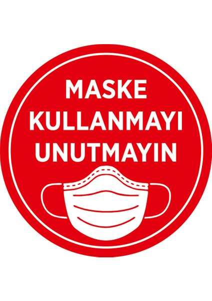 Maske Kullanmayı Unutmayın Sticker Afiş Duvar İçin 25 x 25 cm 3'lü SYL13