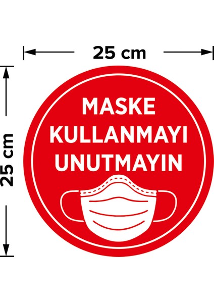 Maske Kullanmayı Unutmayın Sticker Afiş Duvar İçin 25 x 25 cm 3'lü SYL13