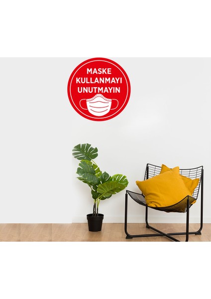 Maske Kullanmayı Unutmayın Sticker Afiş Duvar İçin 25 x 25 cm 3'lü SYL13