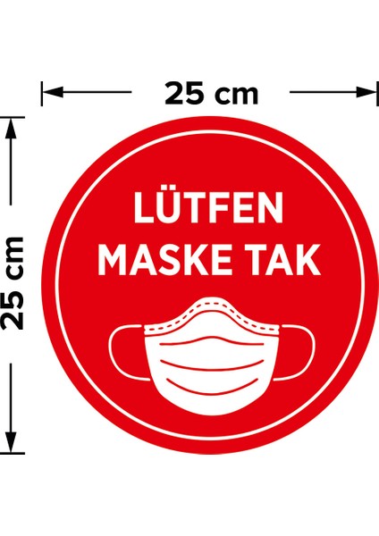 Maske Tak Sticker Afiş Duvar İçin 25 x 25 cm 3'lü SYL16