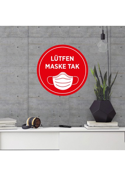 Maske Tak Sticker Afiş Duvar İçin 25 x 25 cm 3'lü SYL16
