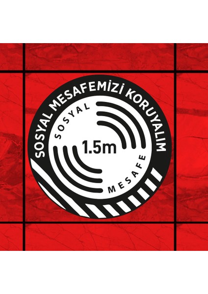 Sosyal Mesafenizi Koruyalım Yazılı Yere Yapıştırılacak Sticker Afiş 25 x 25 cm 3'lü SYL17