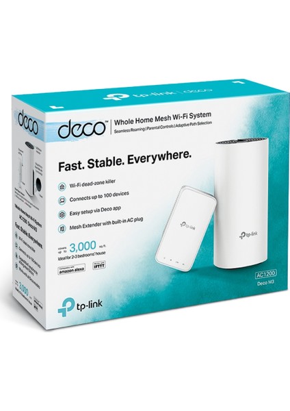 Deco M3 AC 1200 Mbps Tüm Evi Kapsayan Mesh WiFi Sistemi ( 2’li Paket )