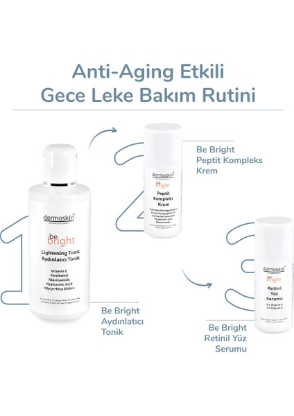 Dermokin Be Bright Retinil Yüz Serumu 33 ml + Be Bright Aydınlatıcı Tonik 200 ml