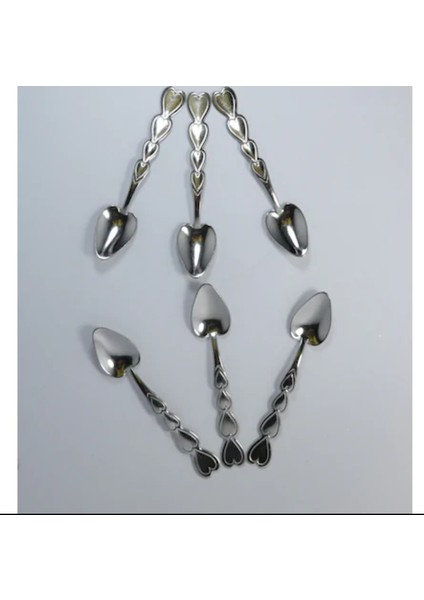 Çay Kaşığı Kalp Model Paslanmaz Çelik 6 Lı