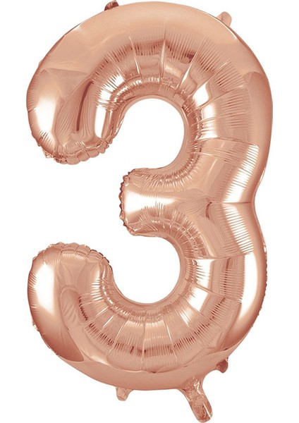 3 Rakam Rose Gold Folyo Balon 40 cm