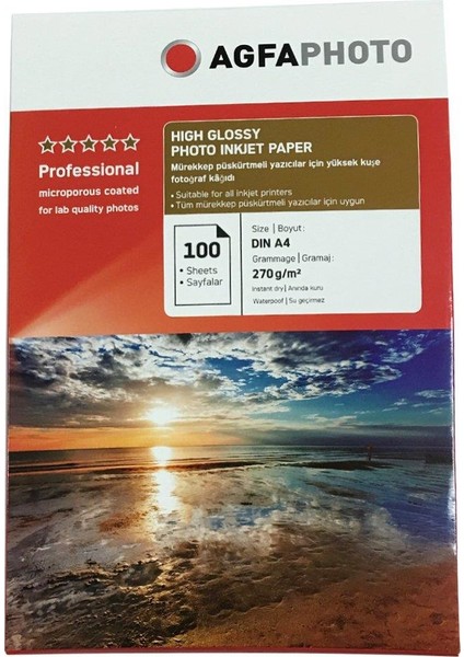 A4 Parlak Inkjet Kağıt 270 Gram 100'lü