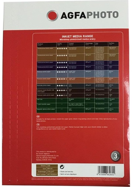 A4 Parlak Inkjet Kağıt 270 Gram 100'lü