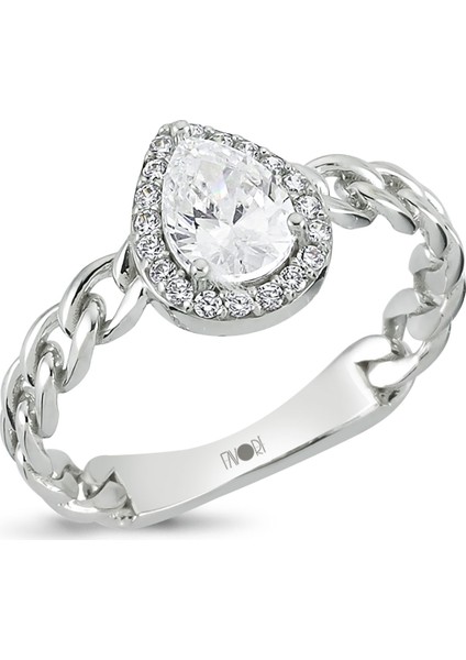 Ayyıldız Kuyumculuk Kadın Damla Taşlı Beyaz Altın Yüzük fiyatları