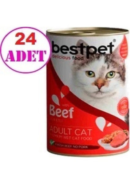 24 Adet Sığır Etli Yetişkin Kedi Konservesi 400 gr