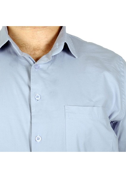 Büyük Beden Erkek Klasik Cepli Gömlek Likralı 20350 Mavi 5XL fırsatları