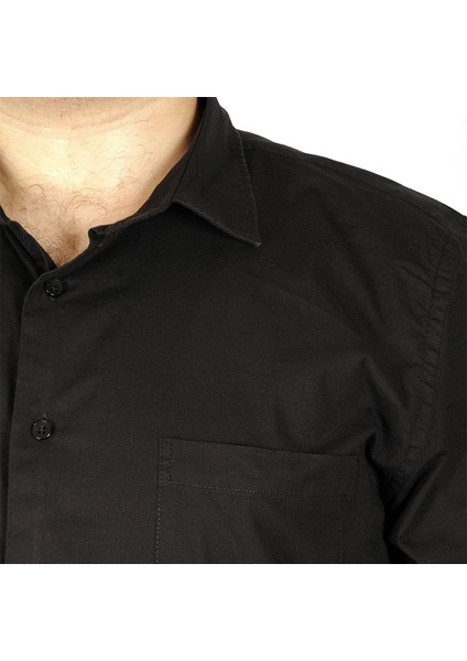 Büyük Beden Erkek Klasik Cepli Gömlek Likralı 20350 Siyah 7XL fırsatları