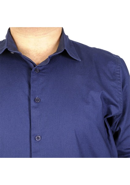 Büyük Beden Erkek Klasik Gömlek Likralı 20351 Lacivert 6XL fırsatları