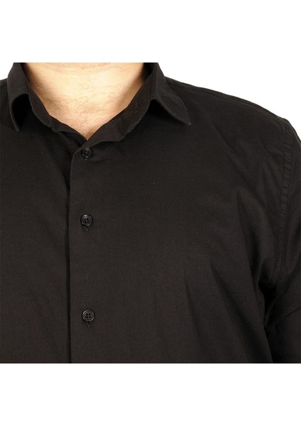 Büyük Beden Erkek Klasik Gömlek Likralı 20351 Siyah 7XL fırsatları