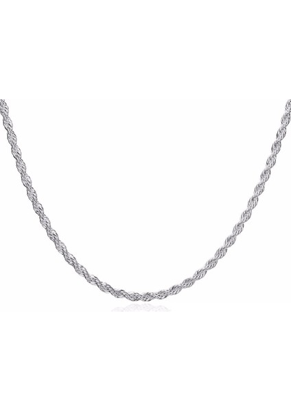 Erkek 925 Ayar Gümüş Halat Zincir (50 Cm)