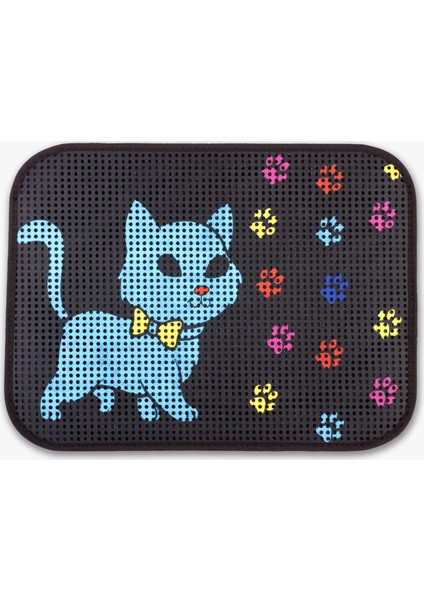 Elekli Desenli Kedi Tuvalet Önü Paspası 60 x 45 cm