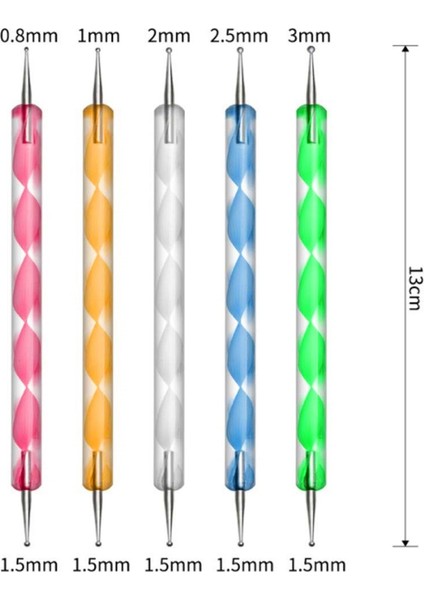 15'li Tırnak Tasarım Fırça Seti + 5'li Dot Süsleme Kalemi